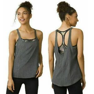 Prana Gray Tank Top with Snake Print Sports Bra
